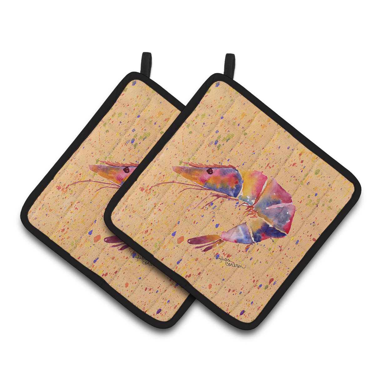 Carolines Treasures 8465PTHD Shrimp Pair of Pot Holders 7.5HX7.5W multicolor