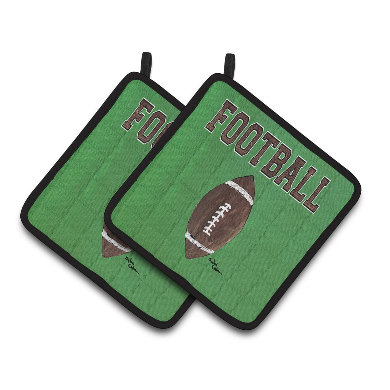 Carolines Treasures 8487PTHD Football Pair of Pot Holders, 7.5HX7.5W, multicolor