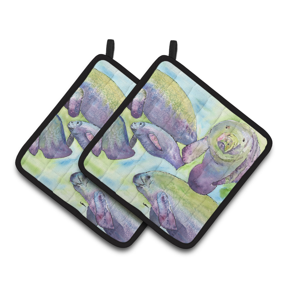 Carolines Treasures 8544PTHD Manatee Pair of Pot Holders , 7.5HX7.5W, multicolor