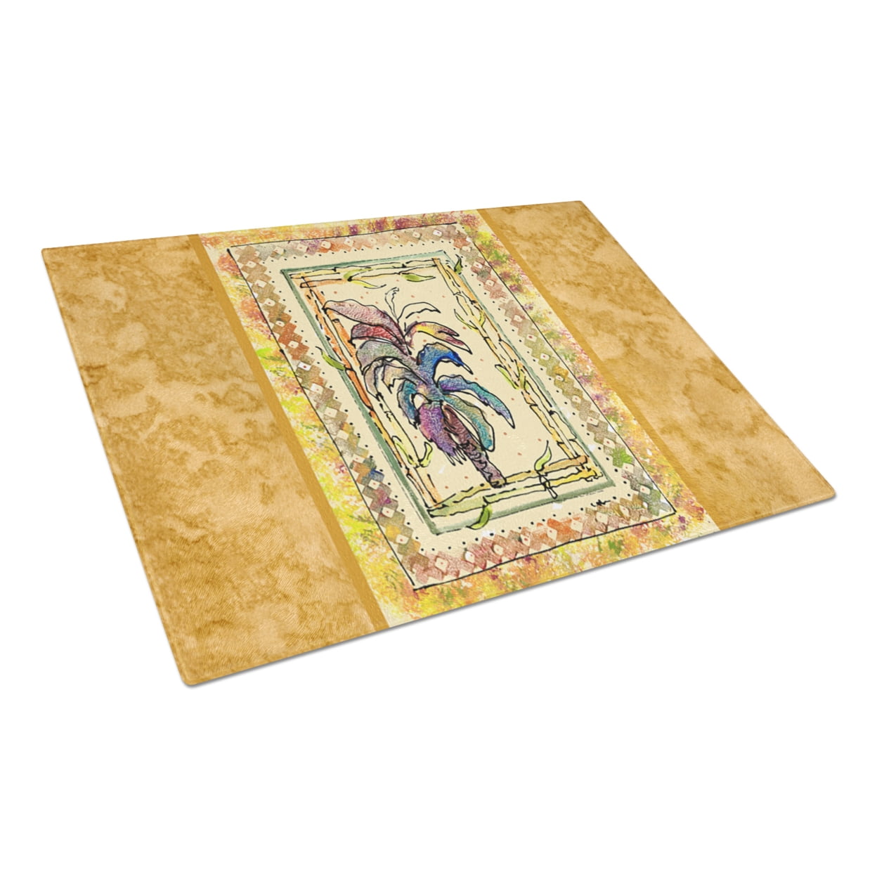Carolines Treasures 8615LCB Palm Tree Glass Cutting Board Large 12H x 16W multicolor