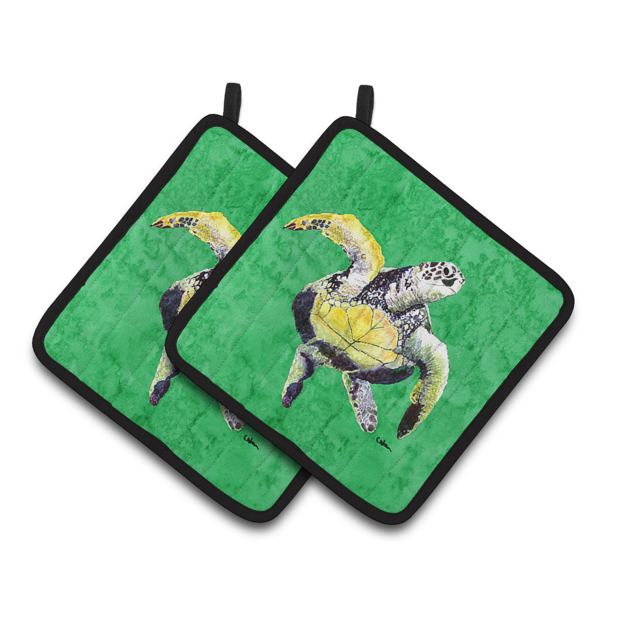 Carolines Treasures 8671PTHD Turtle Pair of Pot Holders , 7.5HX7.5W, multicolor