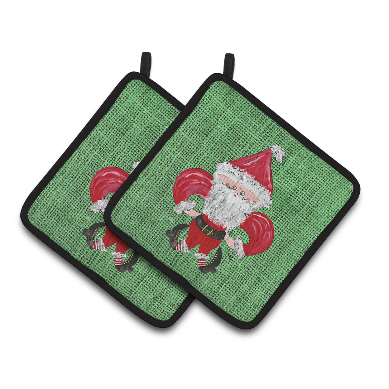 Carolines Treasures 8746PTHD Christmas Santa Fleur de lis Pair of Pot Holders , 7.5HX7.5W, multicolor
