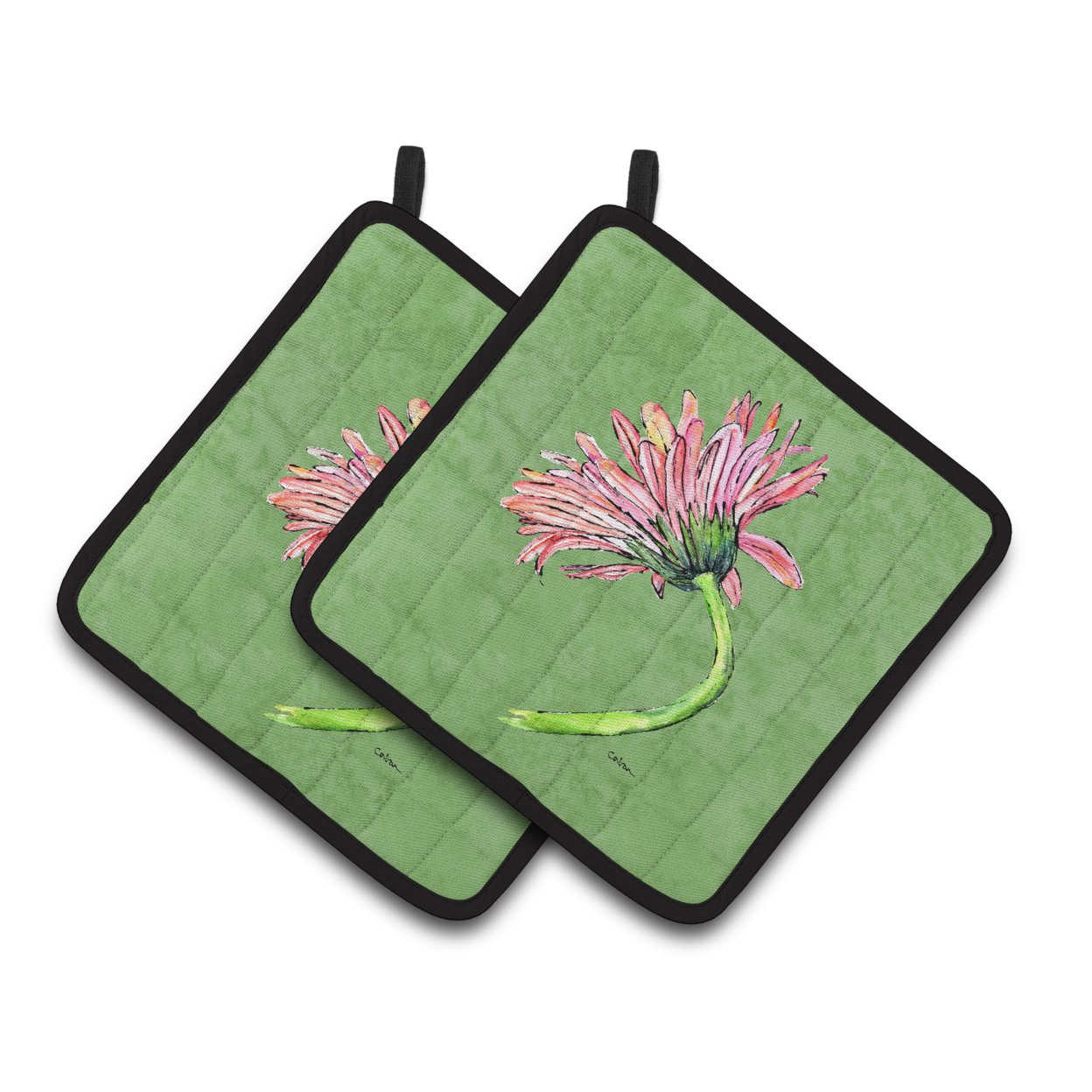 Carolines Treasures 8853PTHD Gerber Daisy Pink Pair of Pot Holders , 7.5HX7.5W, multicolor