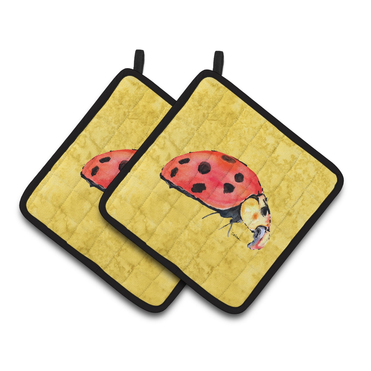 Carolines Treasures 8867PTHD Lady Bug on Yellow Pair of Pot Holders , 7.5HX7.5W, multicolor