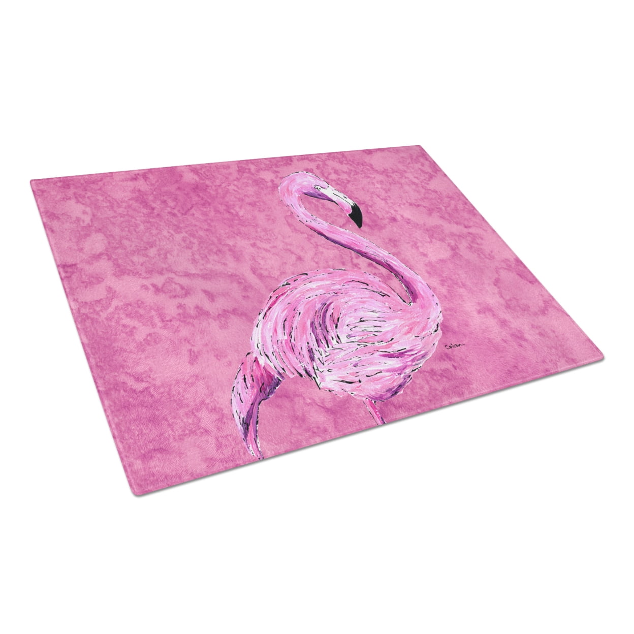 Carolines Treasures 8875LCB Flamingo on Pink Glass Cutting Board Large, 12H x 16W, multicolor