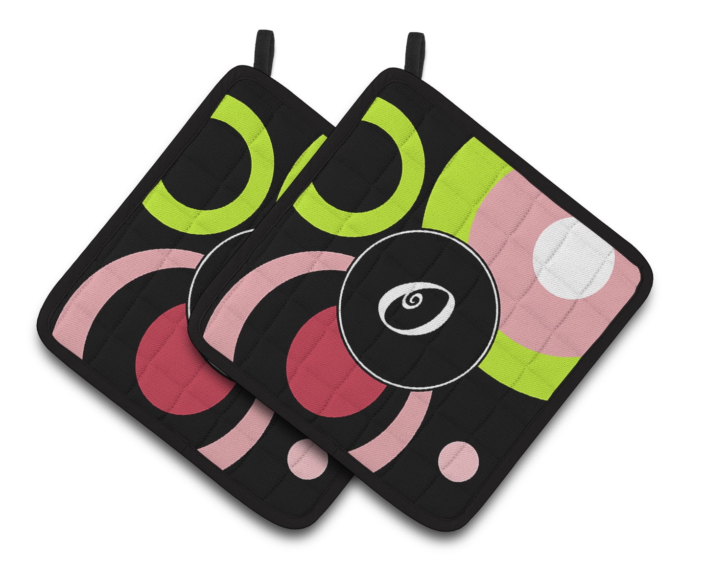 Carolines Treasures AM1002-OPTHD Letter O Monogram - Retro in Black Pair of Pot Holders , 7.5HX7.5W, multicolor