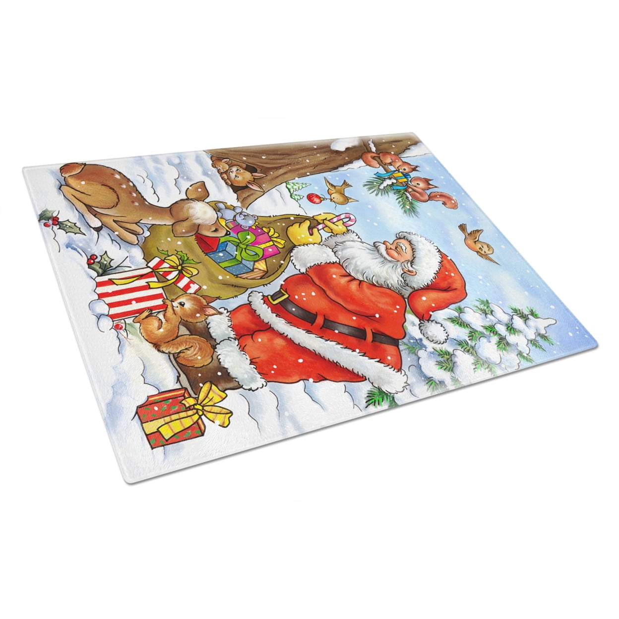 Carolines Treasures APH5444LCB Christmas Santa Claus handing out presents Glass Cutting Board Large, 12H x 16W,