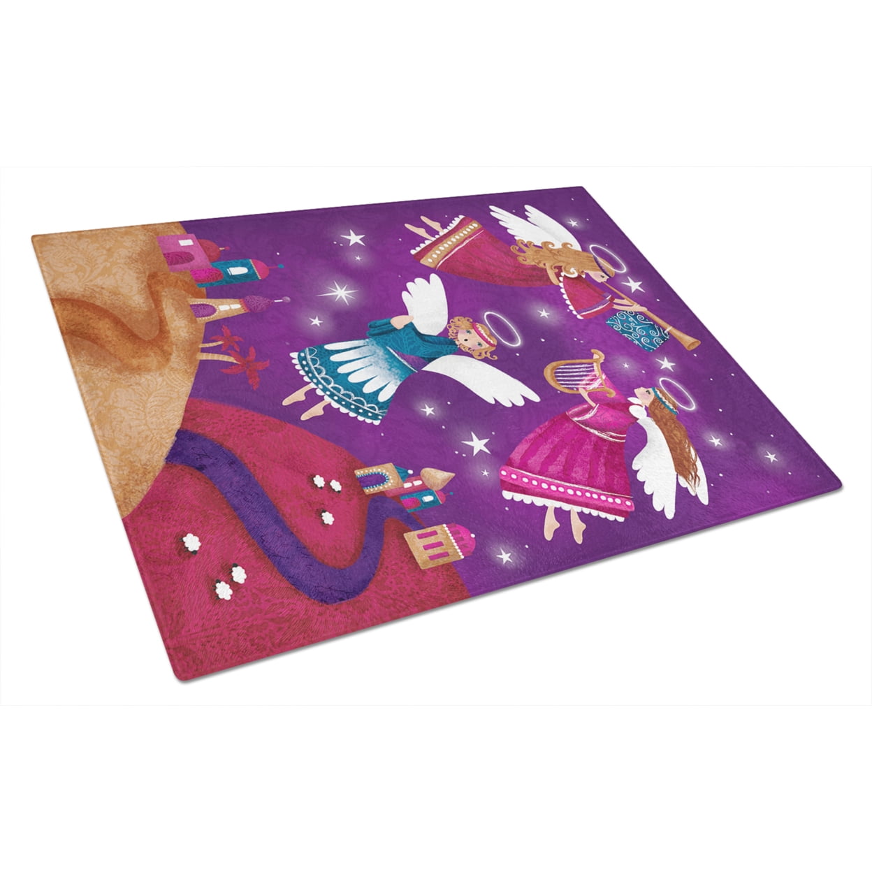 Carolines Treasures APH7082LCB Christmas Angels in Purple Glass Cutting Board Large, 12H x 16W, multicolor