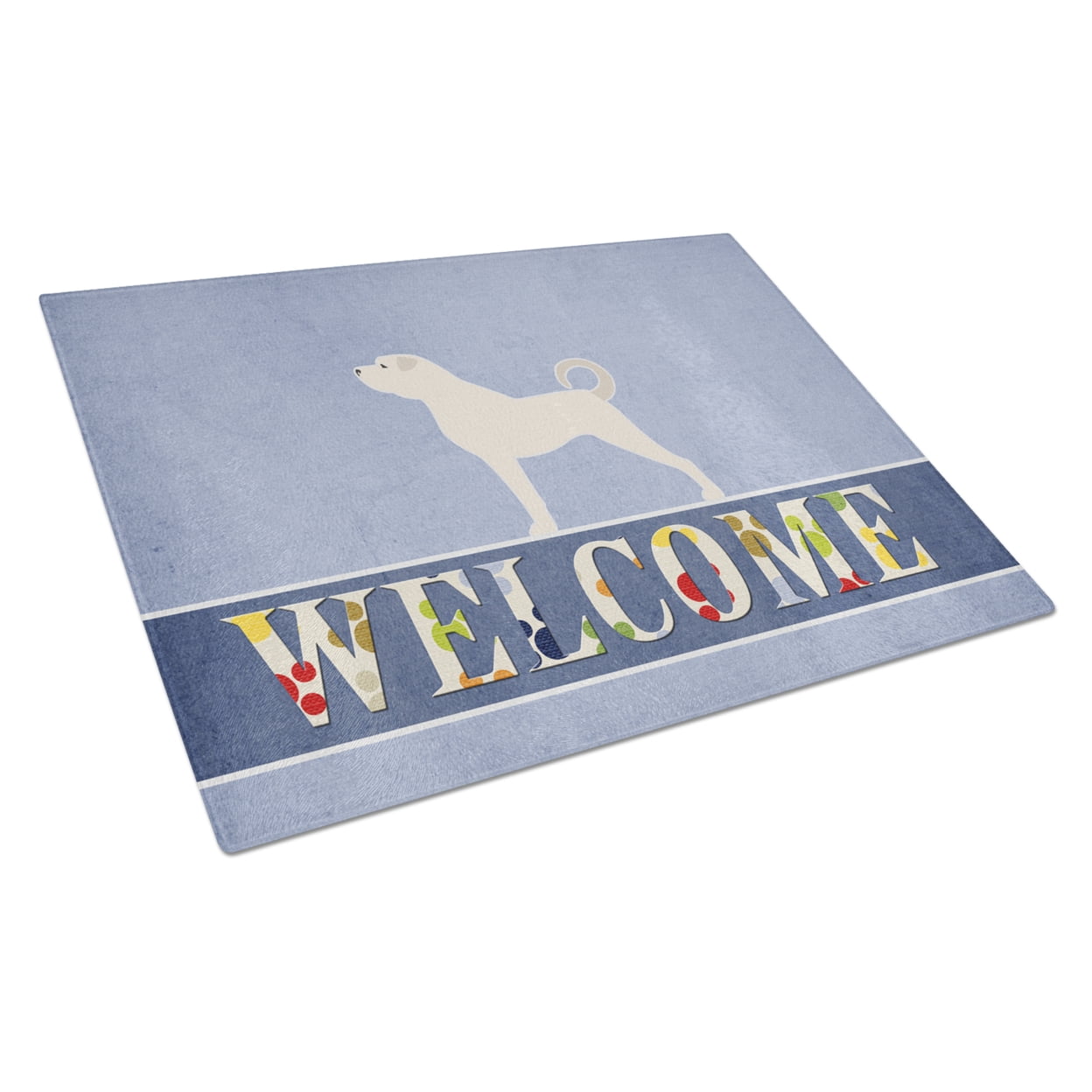 Carolines Treasures Anatolian Shepherd Welcome Glass Cutting Board Large 12H x 16W multicolor