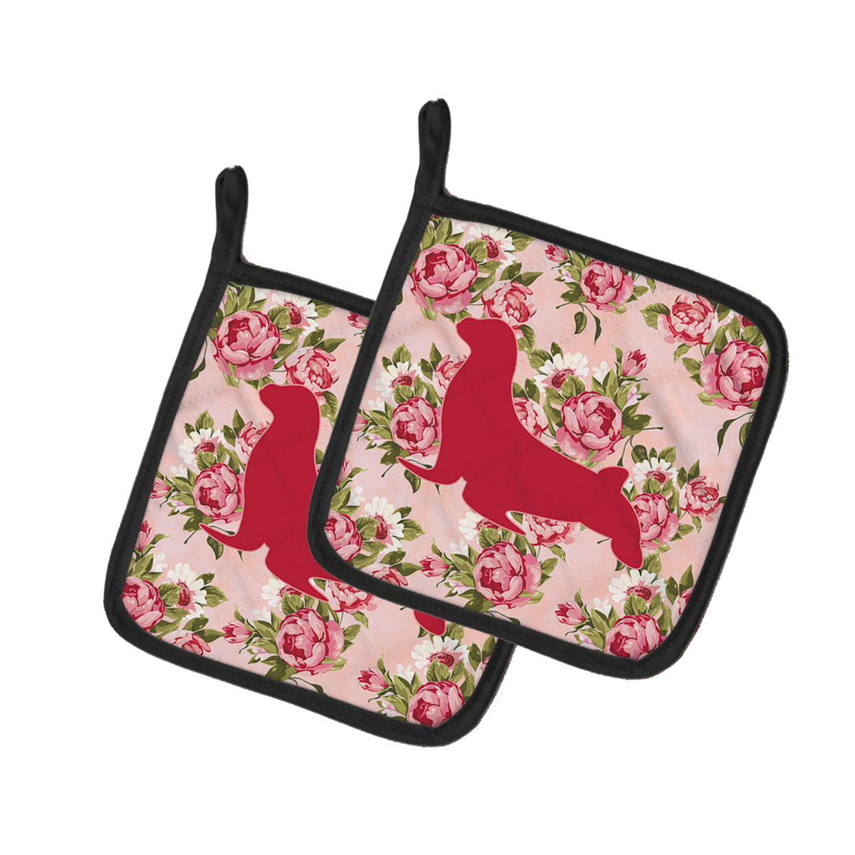 Carolines Treasures BB1027-RS-PK-PTHD Seal Shabby Chic Pink Roses Pair of Pot Holders 7.5HX7.5W multicolor
