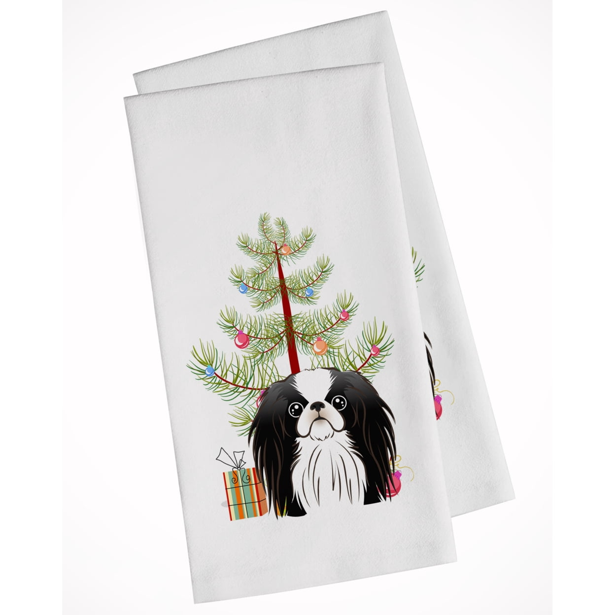 Carolines Treasures BB1602WTKT Christmas Tree and Japanese Chin White Kitchen Towel Set of 2 Dish Towels 19 X 25"