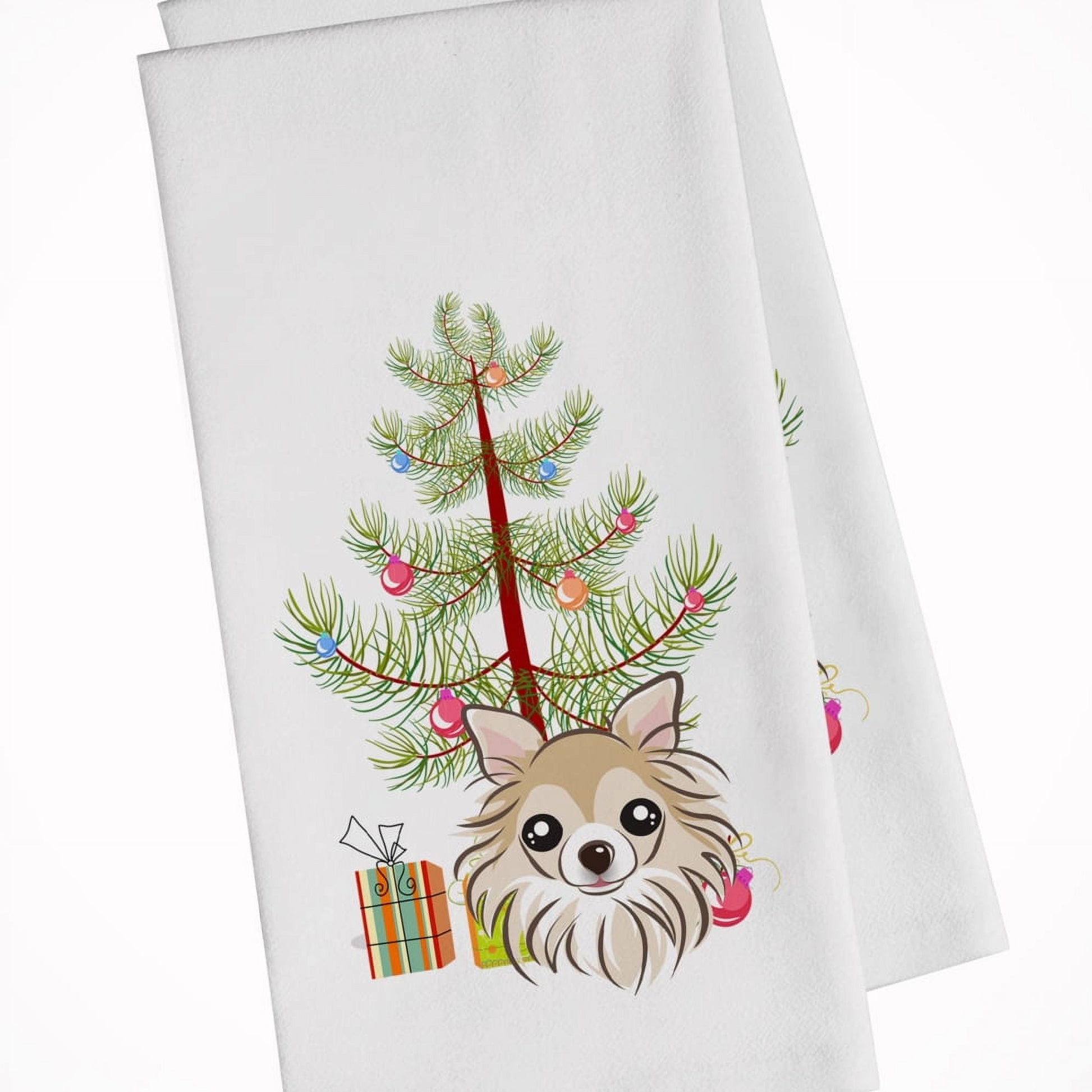 Carolines Treasures BB1623WTKT Christmas Tree and Chihuahua White Kitchen Towel Set of 2 Dish Towels 19 X 25" multicolor