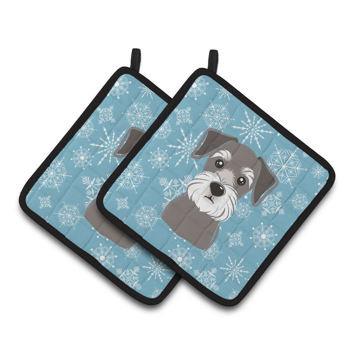 Carolines Treasures BB1640PTHD Snowflake Schnauzer Pair of Pot Holders , 7.5HX7.5W, multicolor