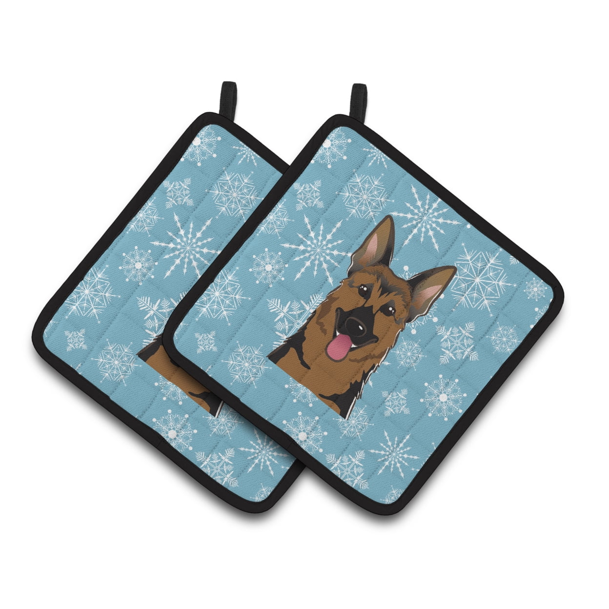Snowflake German Shepherd Pair of Pot Holders