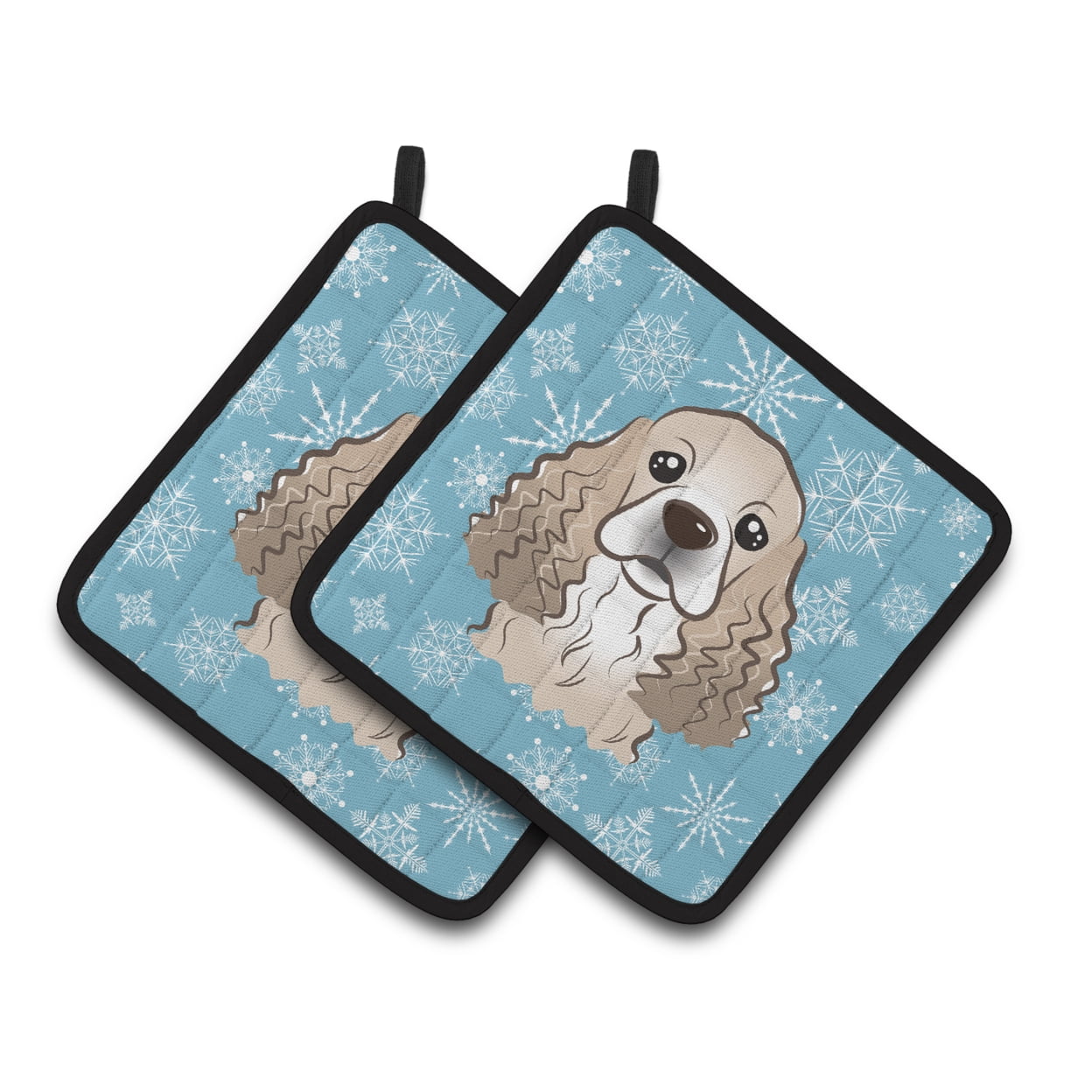 Carolines Treasures BB1650PTHD Snowflake Cocker Spaniel Pair of Pot Holders , 7.5HX7.5W, multicolor