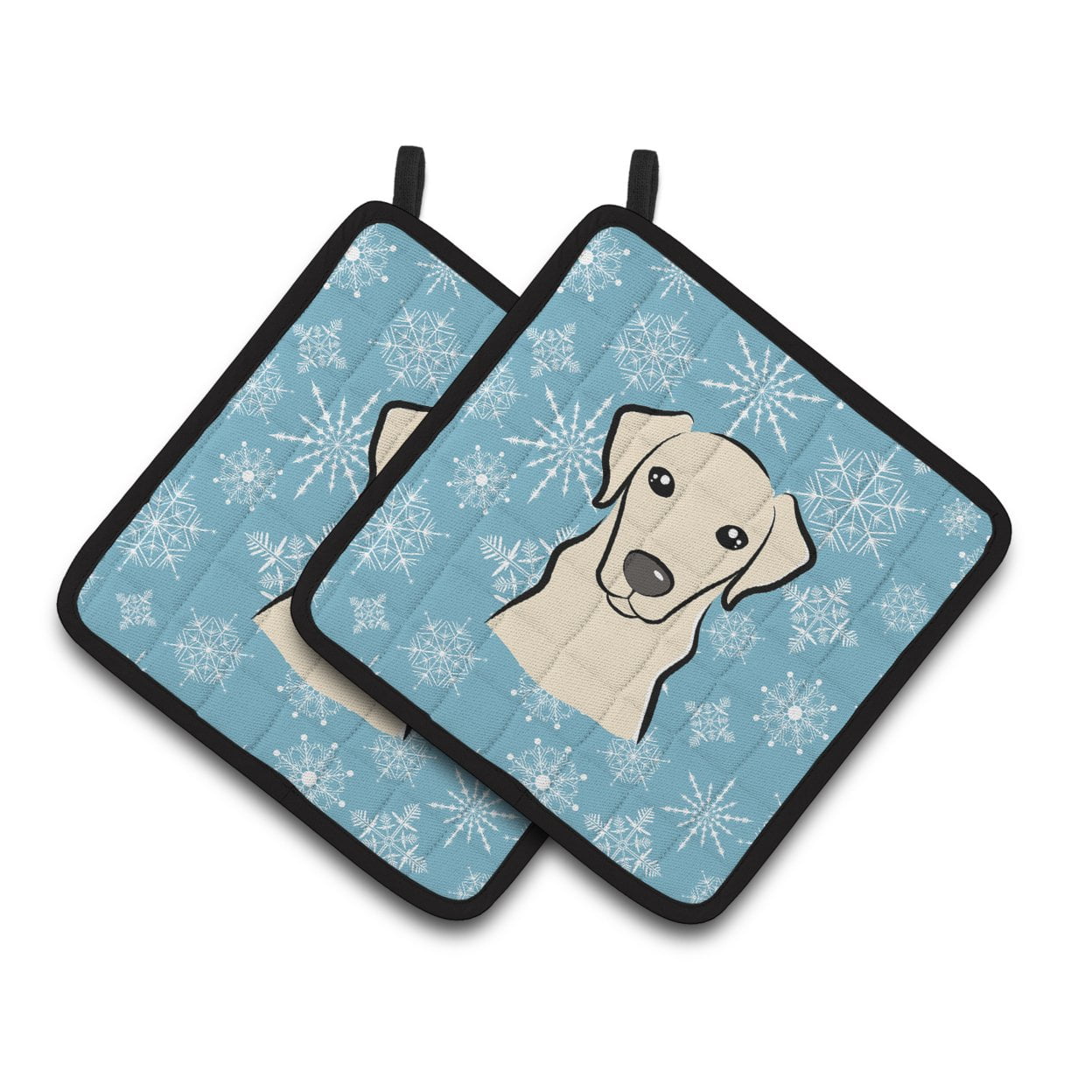 Carolines Treasures BB1656PTHD Snowflake Yellow Labrador Pair of Pot Holders  7.5HX7.5W multicolor