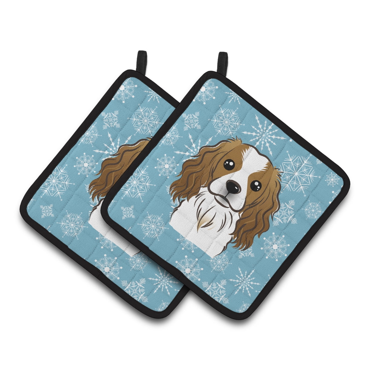 Snowflake Cavalier Spaniel Pair of Pot Holders