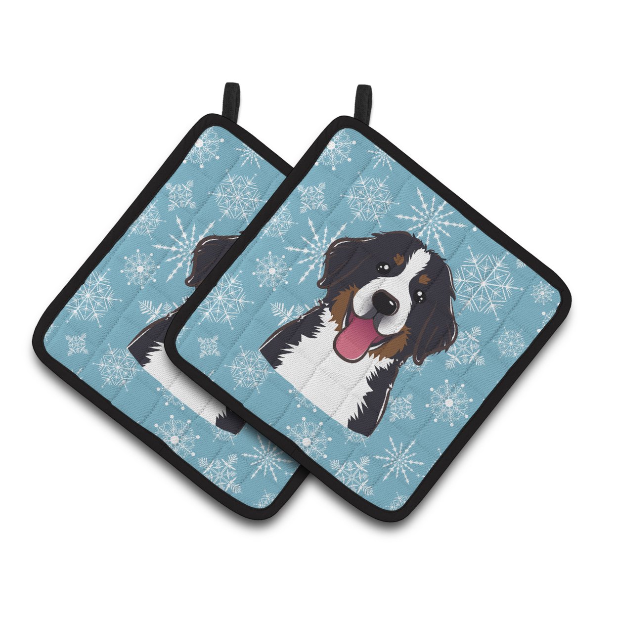 Snowflake Bernese Mountain Dog Pair of Pot Holders