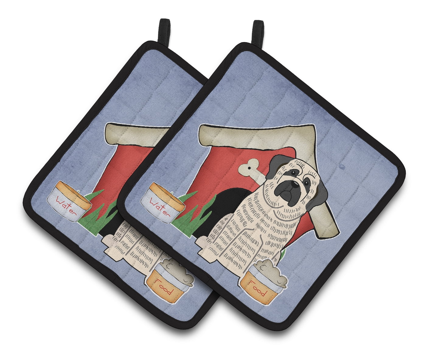 Carolines Treasures BB2770PTHD Dog House Collection Mastiff Brindle White Pair of Pot Holders , 7.5HX7.5W, multicolor