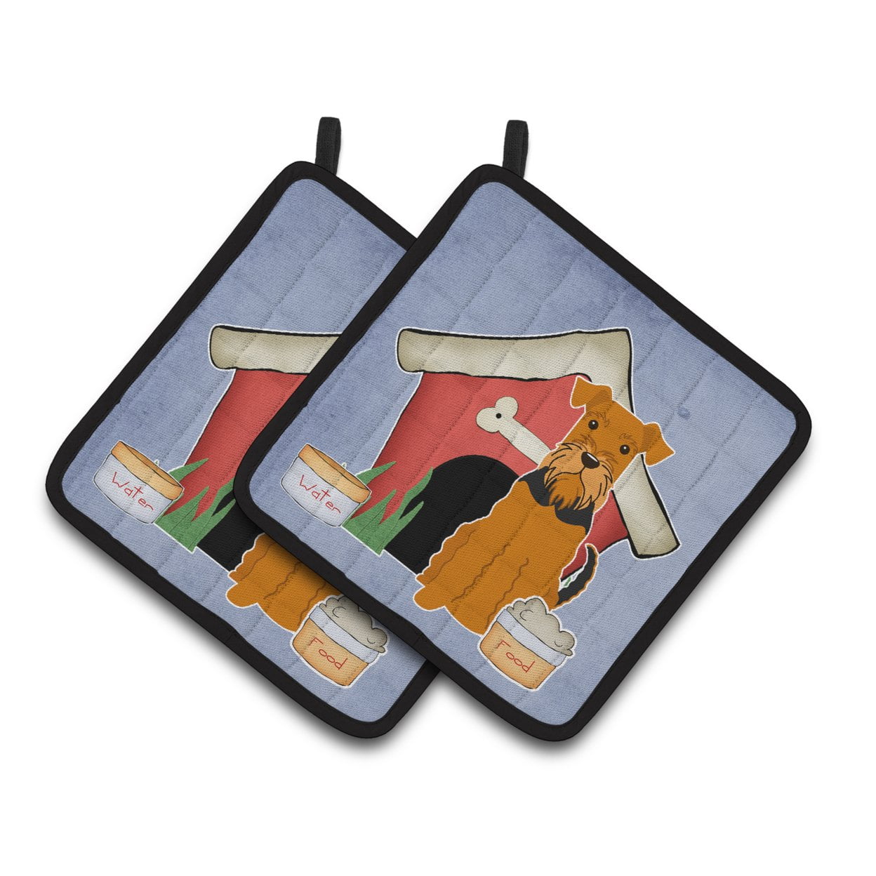 Carolines Treasures BB2795PTHD Dog House Collection Airedale Pair of Pot Holders , 7.5HX7.5W, multicolor