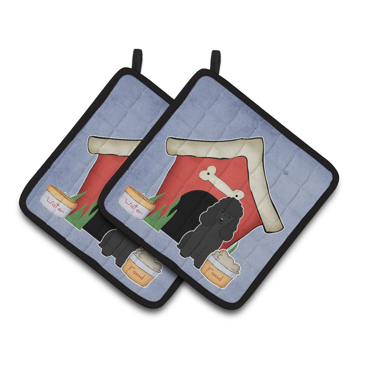 Carolines Treasures BB2825PTHD Dog House Collection Poodle Black Pair of Pot Holders 7.5HX7.5W multicolor