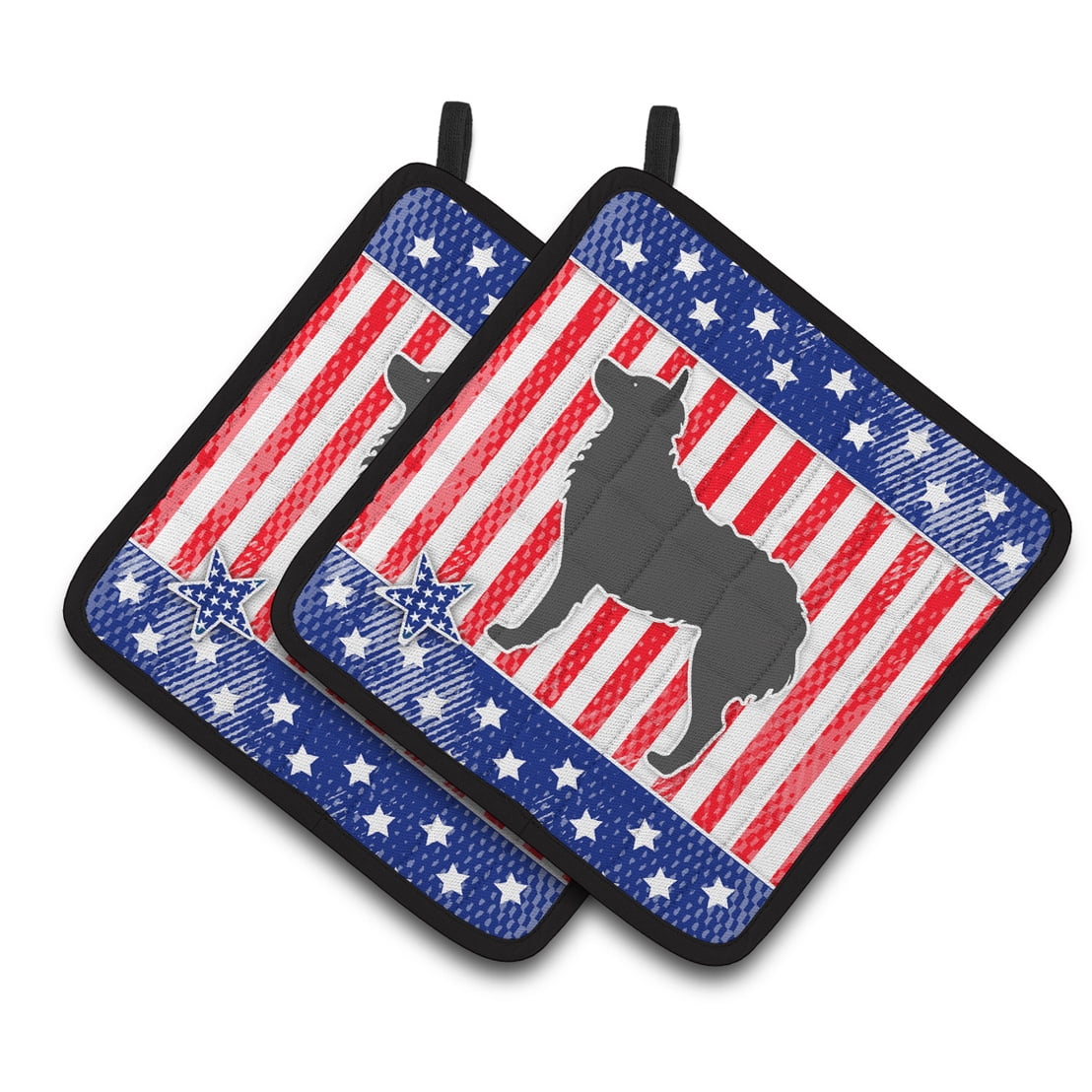 Carolines Treasures BB3321PTHD Patriotic Croatian Sheepdog Pair of Pot Holders , 7.5HX7.5W, multicolor