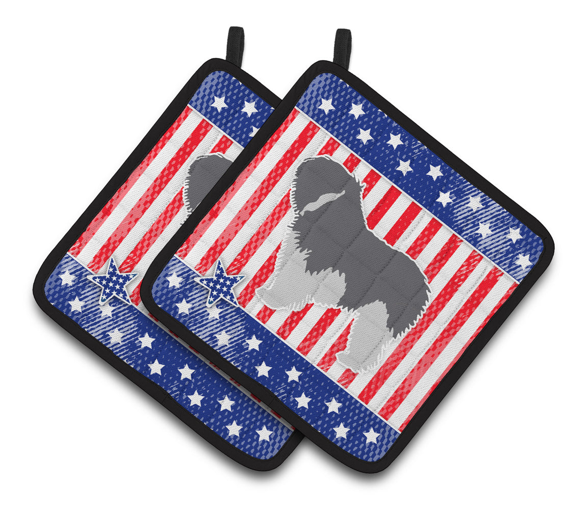 Carolines Treasures BB3332PTHD Patriotic Polish Lowland Sheepdog Dog Pair of Pot Holders , 7.5HX7.5W, multicolor
