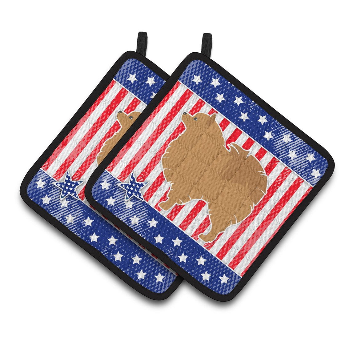 Carolines Treasures BB3342PTHDPatriotic Pomeranian Pair of Pot Holders 7.5HX7.5W multicolor