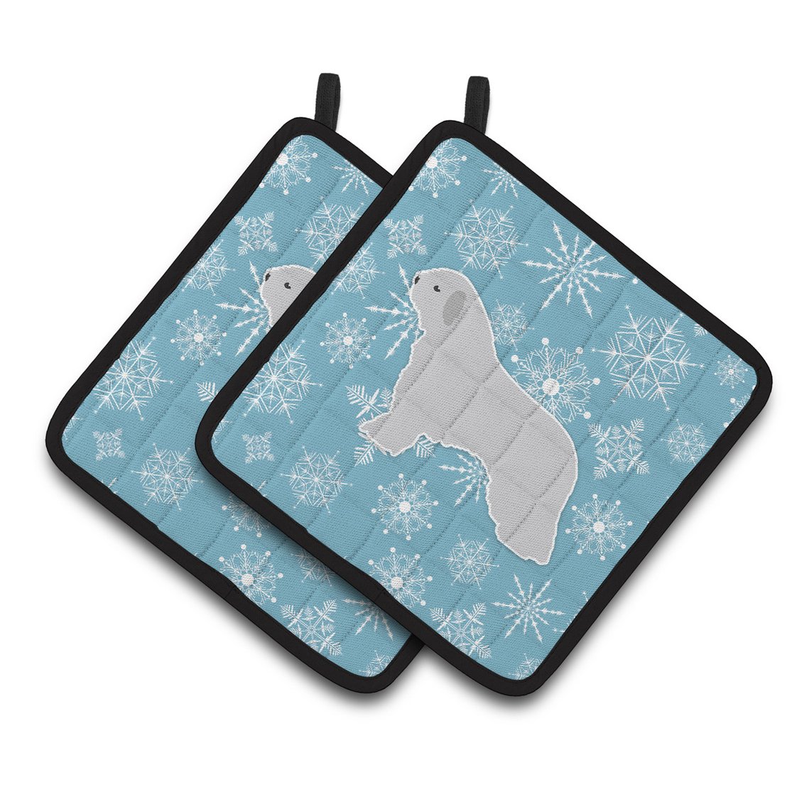 Carolines Treasures BB3515PTHD Winter Snowflake Spanish Water Dog Pair of Pot Holders  7.5HX7.5W multicolor