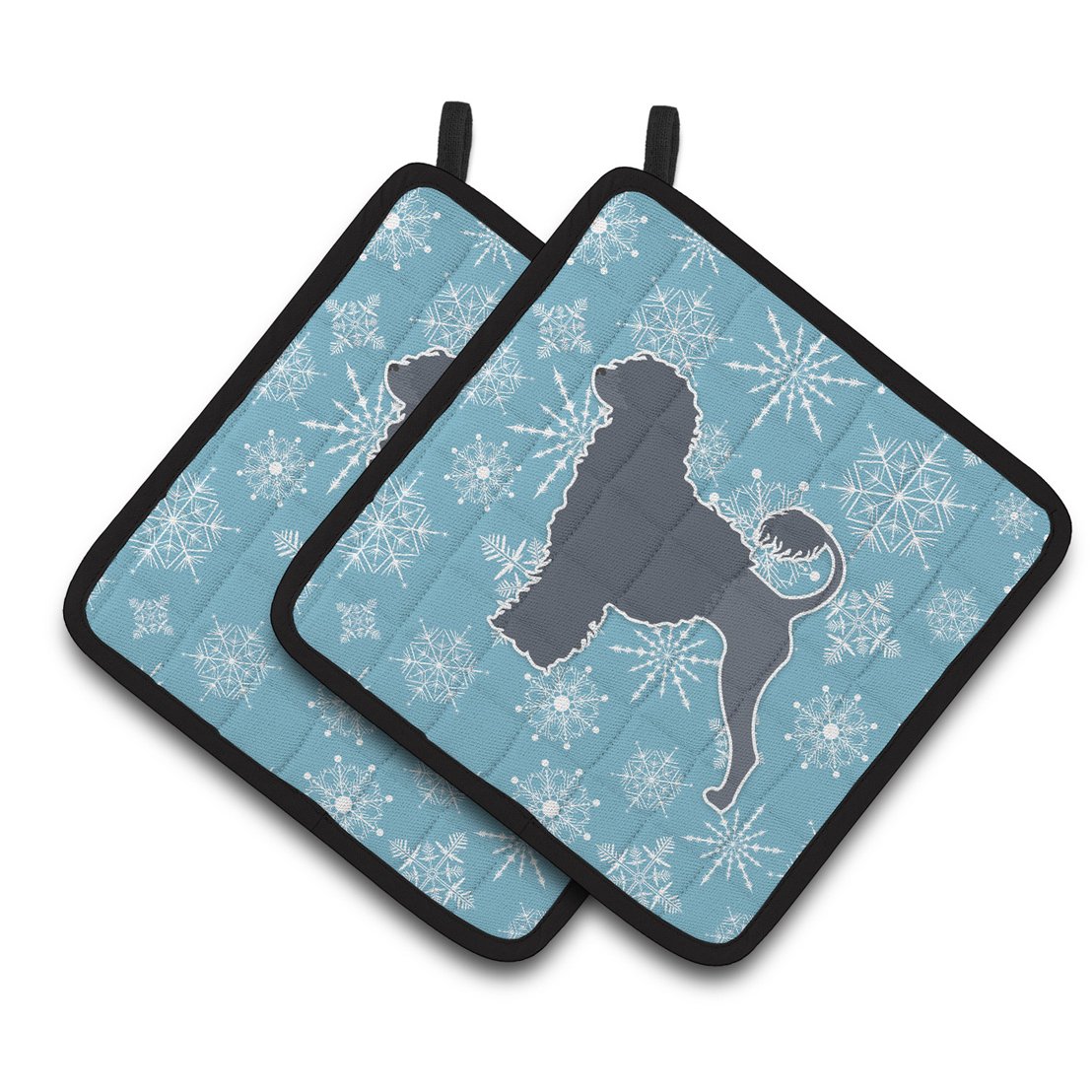Carolines Treasures BB3568PTHD Winter Snowflake Portuguese Water Dog Pair of Pot Holders  7.5HX7.5W multicolor