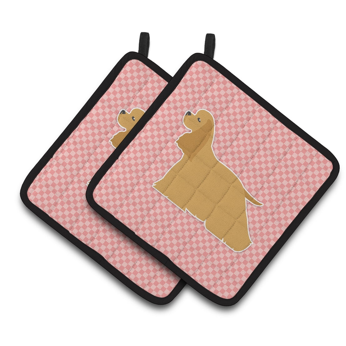 Carolines Treasures BB3586PTHD Cocker Spaniel Checkerboard Pink Pair of Pot Holders , 7.5HX7.5W, multicolor