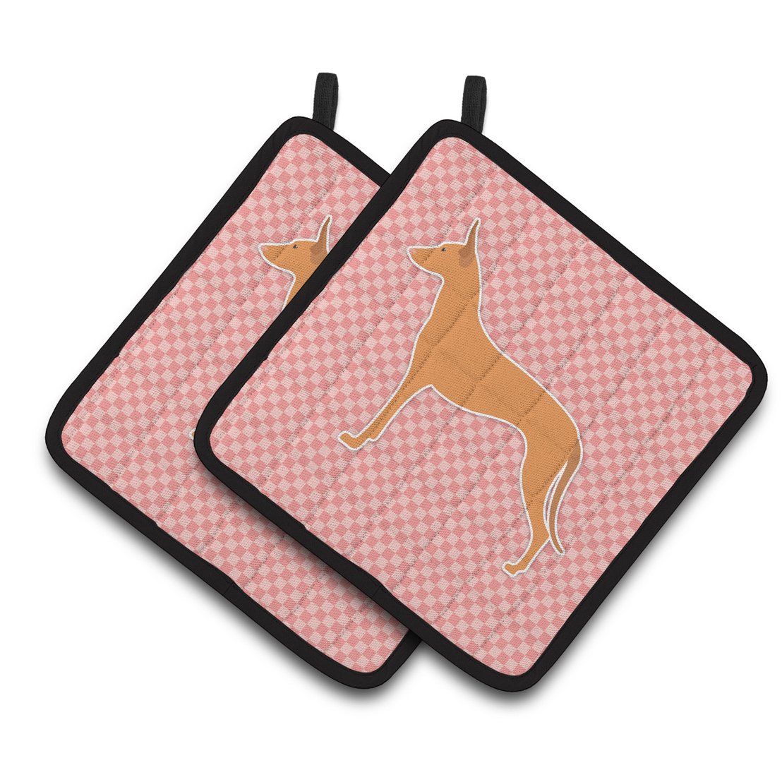 Carolines Treasures BB3588PTHD Pharaoh Hound Checkerboard Pink Pair of Pot Holders