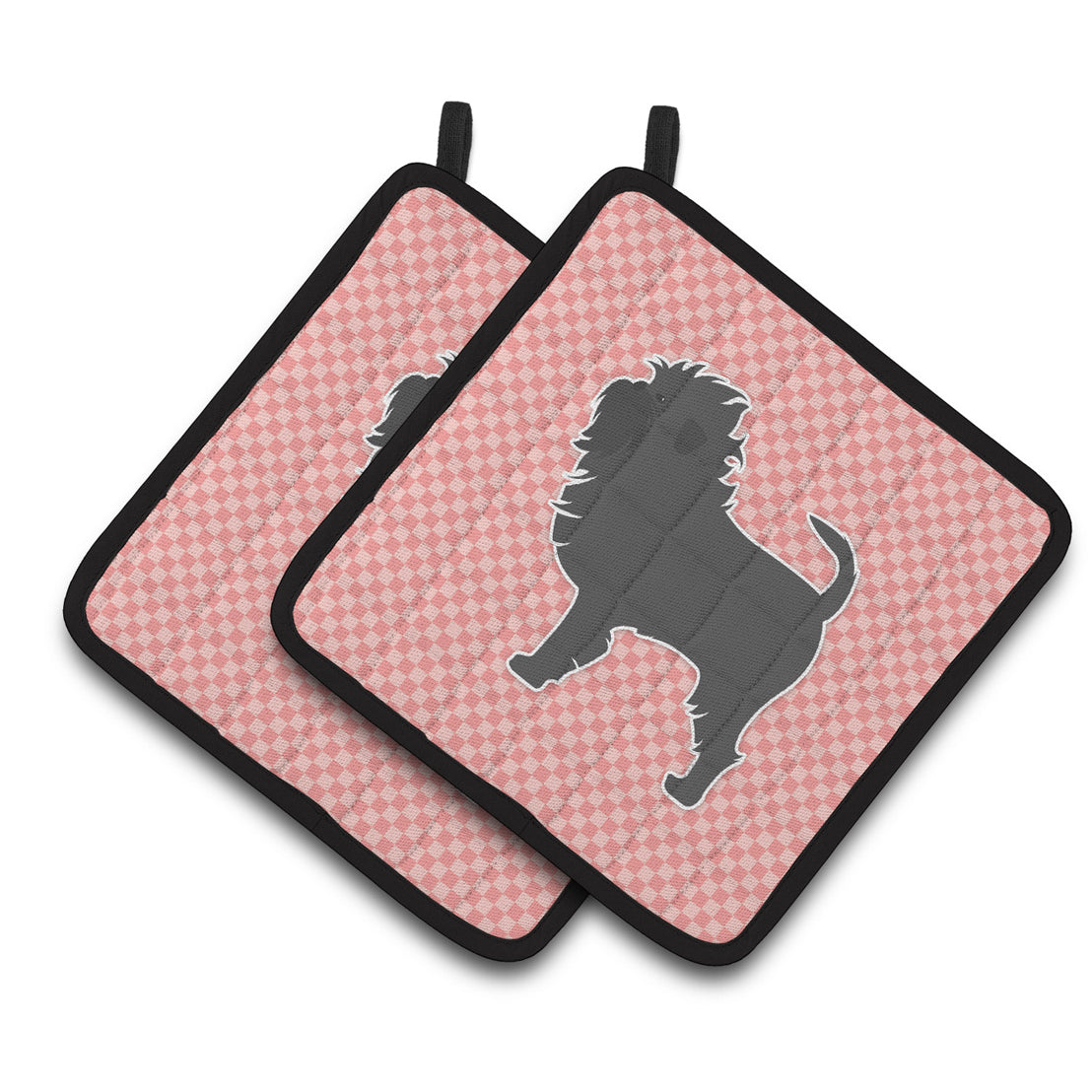 Carolines Treasures BB3648PTHD Affenpinscher Checkerboard Pink Pair of Pot Holders , 7.5HX7.5W, multicolor