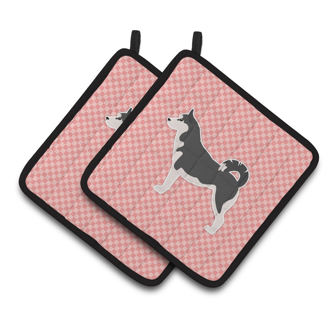 Carolines Treasures BB3680PTHD Siberian Husky Checkerboard Pink Pair of Pot Holders , 7.5HX7.5W, multicolor