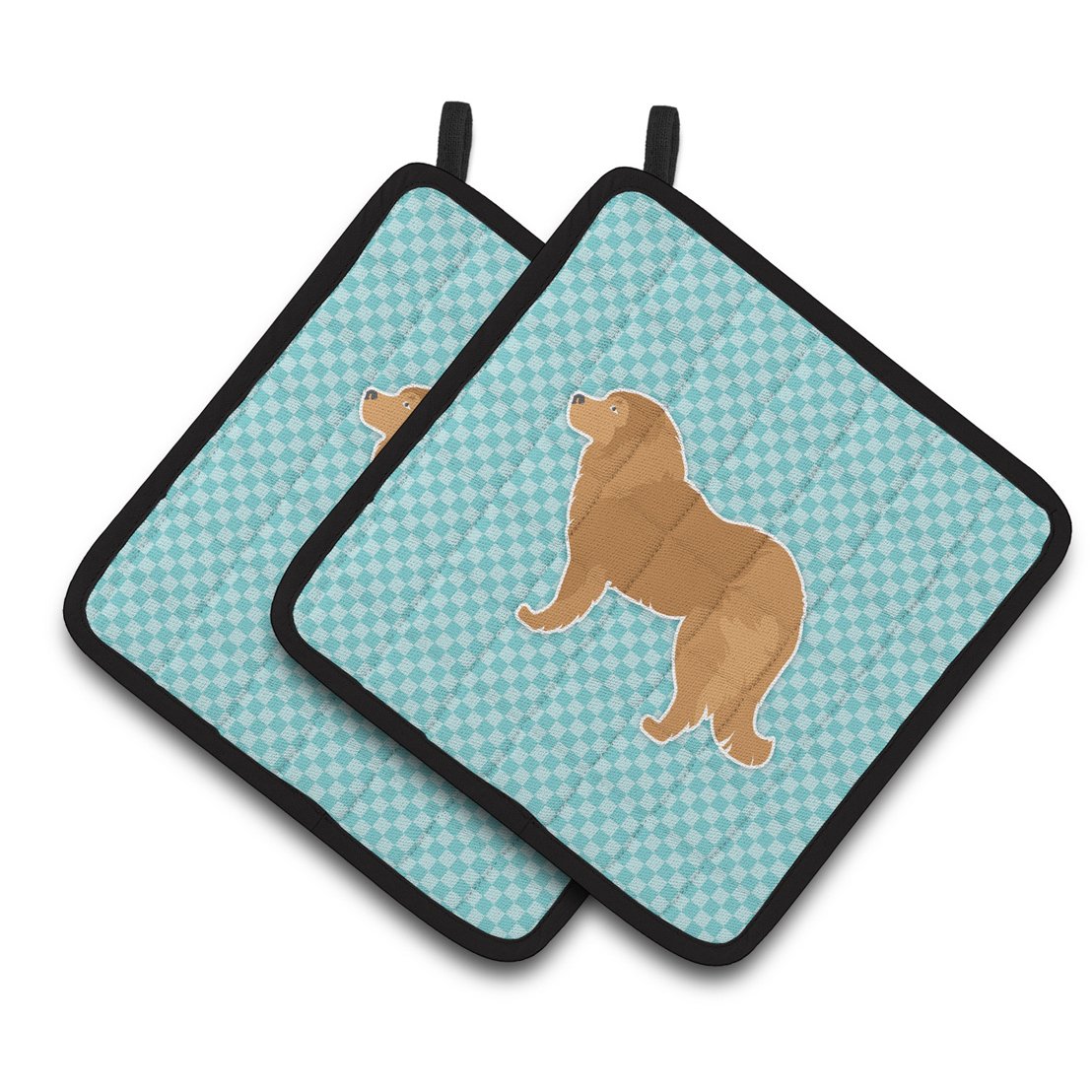 Carolines Treasures BB3725PTHD Caucasian Shepherd Dog Checkerboard Blue Pair of Pot Holders , 7.5HX7.5W, multicolor