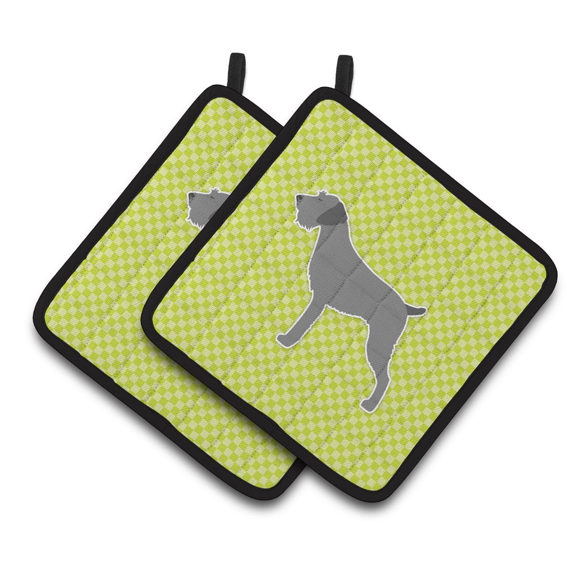 Carolines Treasures BB3811PTHD German Wirehaired Pointer Checkerboard Green Pair of Pot Holders , 7.5HX7.5W, multicolor