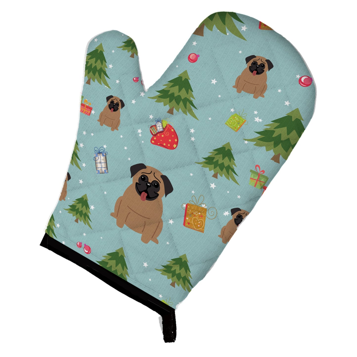 Christmas Pug Brown Oven Mitt