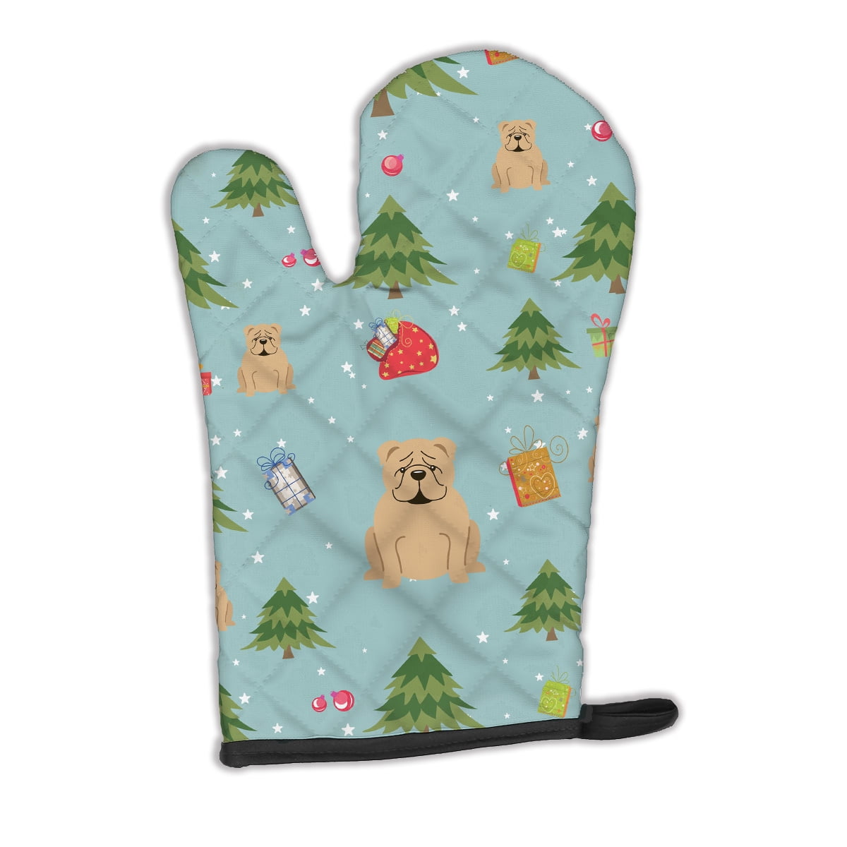 Christmas English Bulldog Fawn Oven Mitt