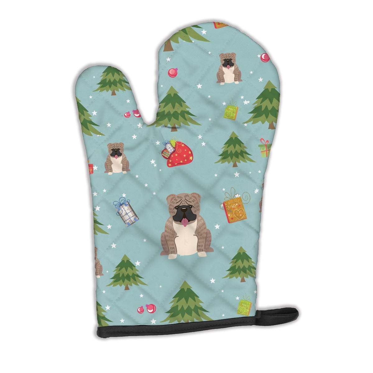 Christmas English Bulldog Grey Brindle Oven Mitt
