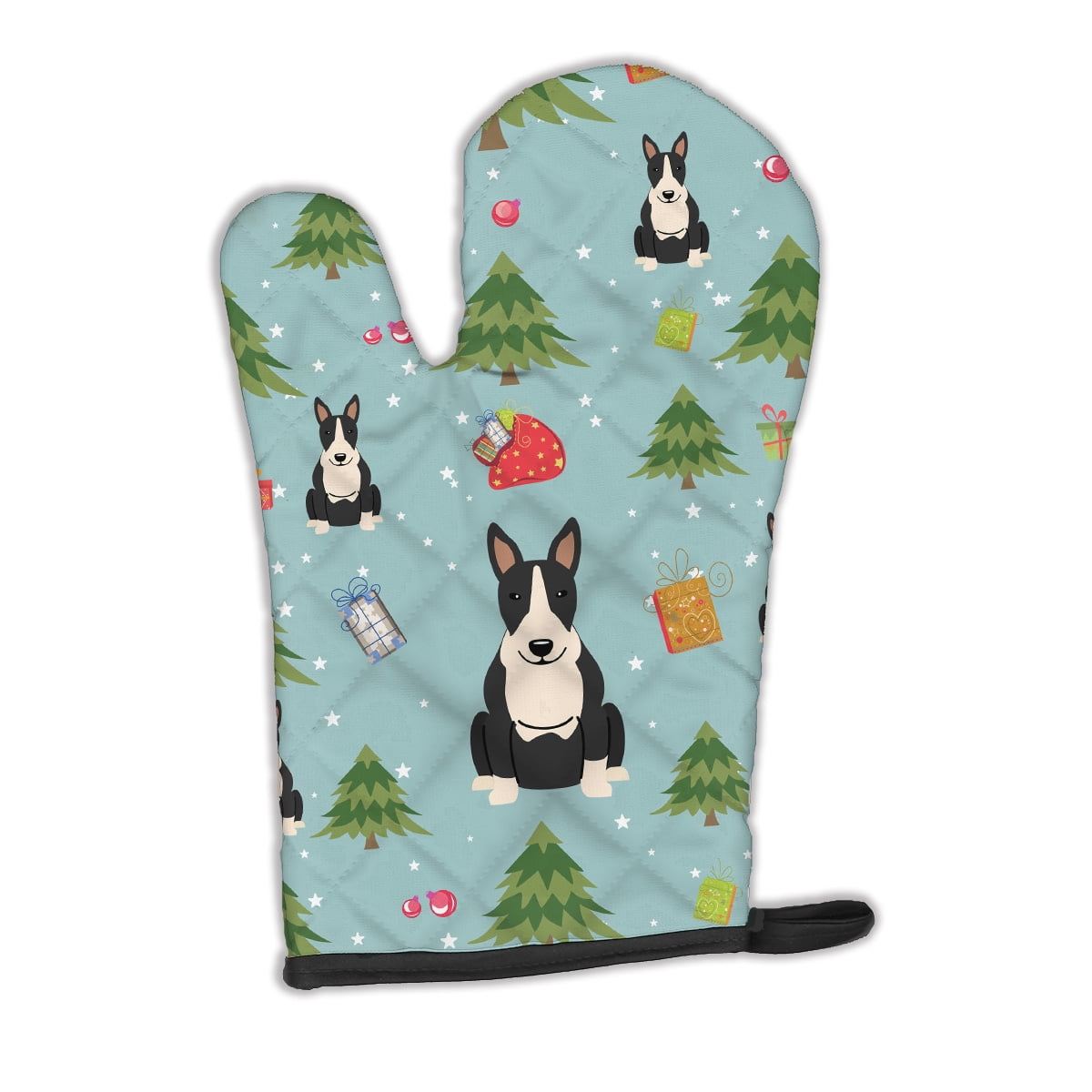 Carolines Treasures BB4793OVMT Christmas Bull Terrier Black White Oven Mitt Large multicolor