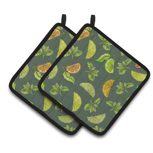 Carolines Treasures BB5207PTHD Lemons, Limes and Oranges Pair of Pot Holders , 7.5HX7.5W, multicolor