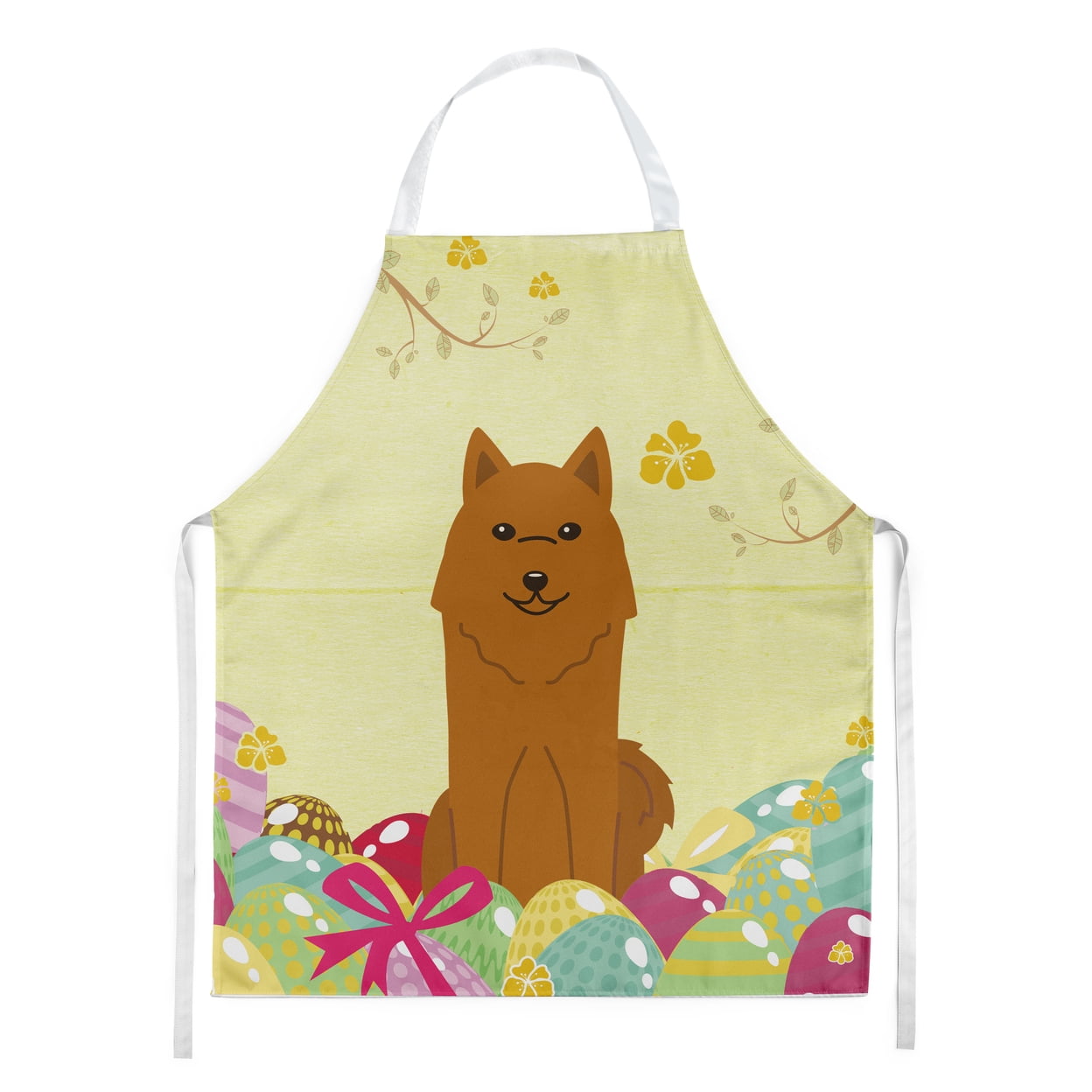 Carolines Treasures BB6022APRON Easter Eggs Karelian Bear Dog Apron Large multicolor