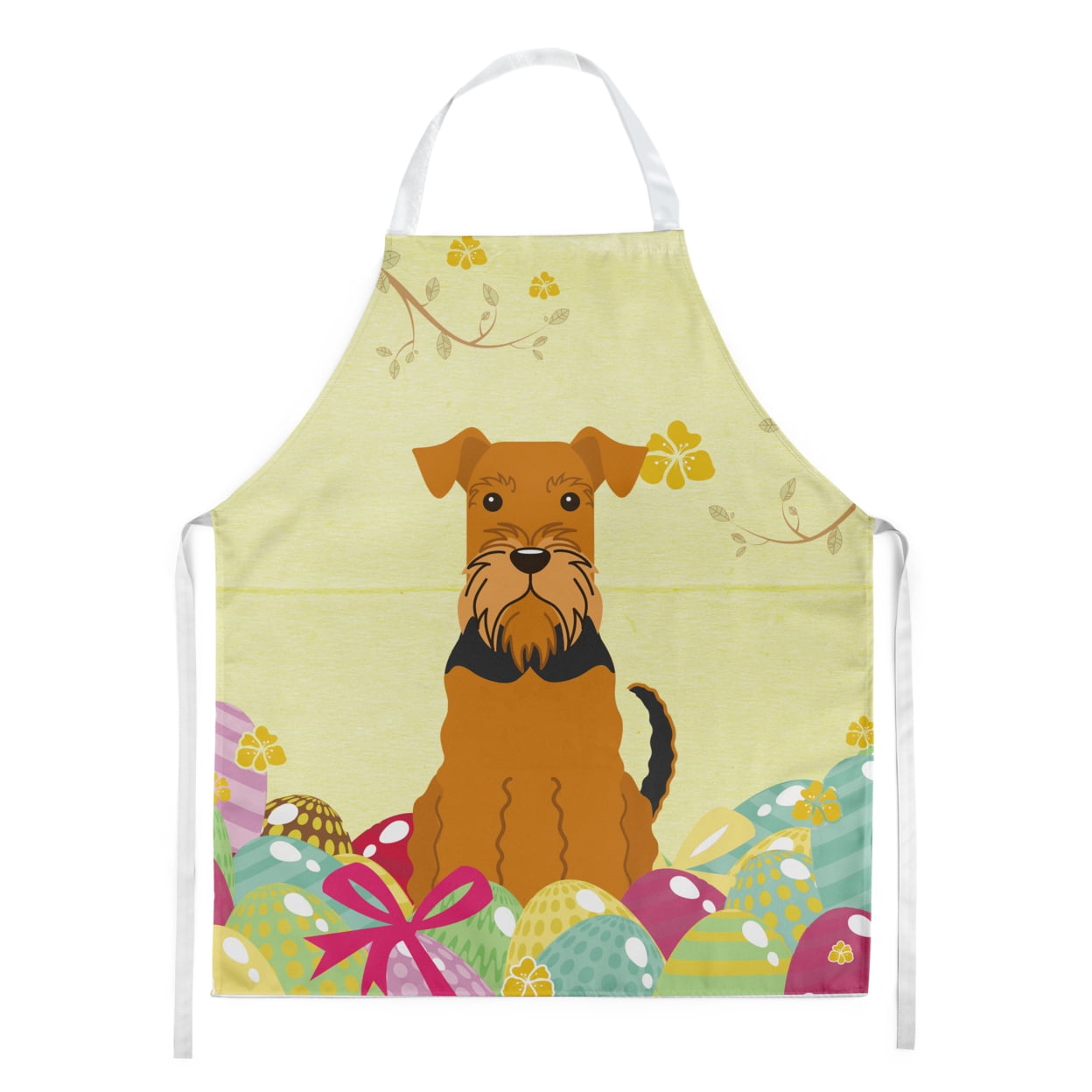 Carolines Treasures BB6041APRON Easter Eggs Airedale Apron Large multicolor
