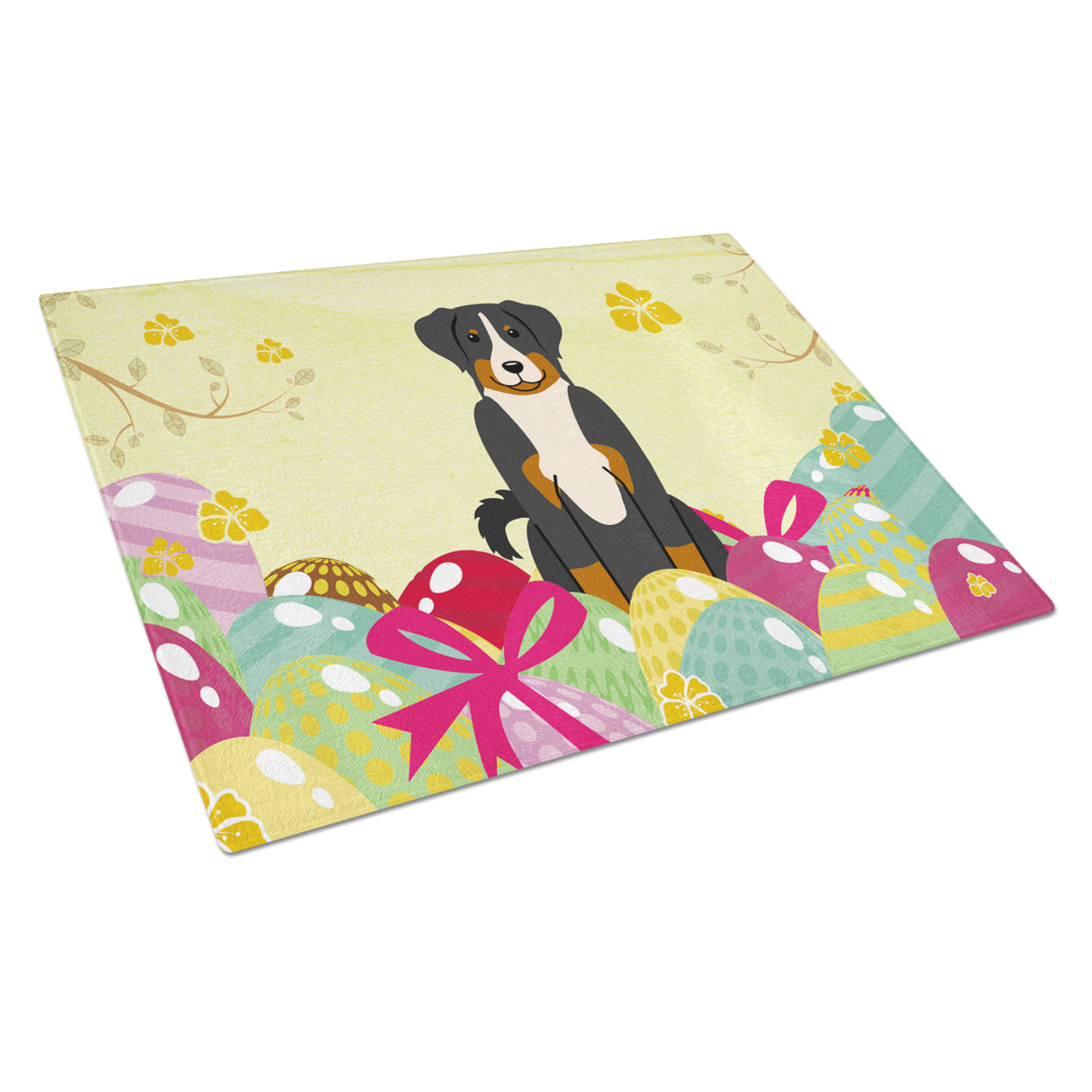 Carolines Treasures BB6043LCB Easter Eggs Appenzeller Sennenhund Glass Cutting Board Large, 12H x 16W, multicolor