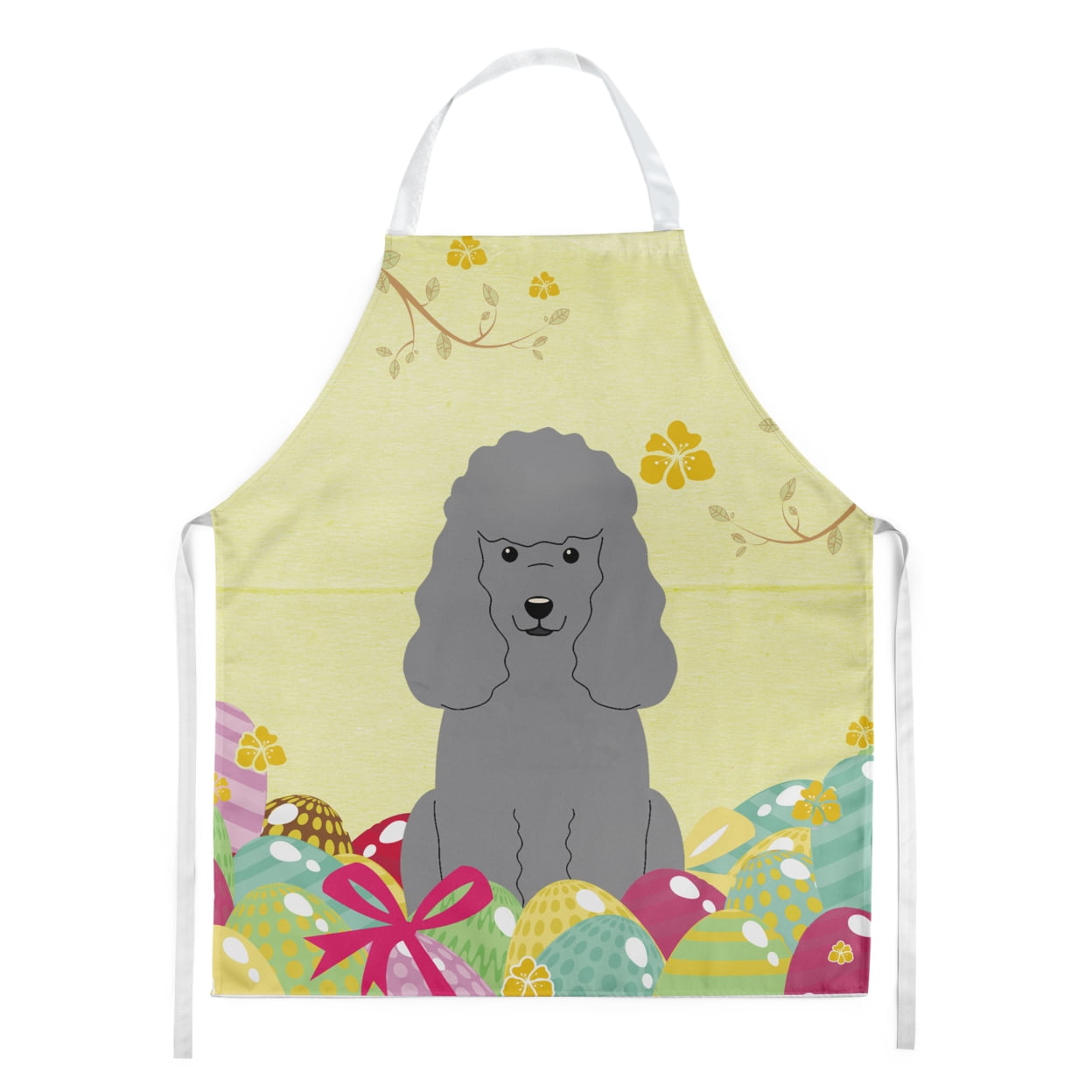 Carolines Treasures BB6068APRON Easter Eggs Poodle Silver Apron Large multicolor