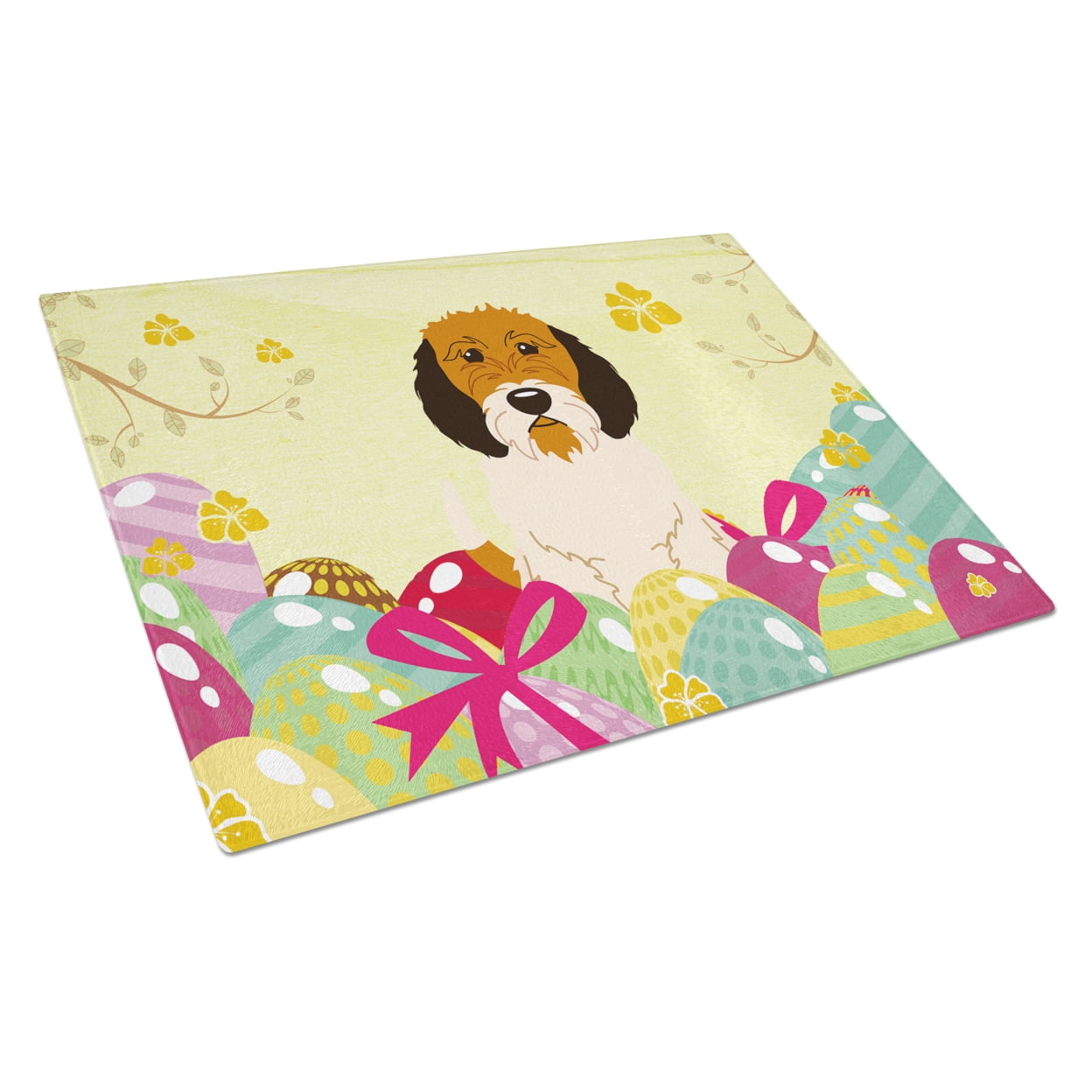 Carolines Treasures BB6079LCB Easter Eggs Petit Basset Griffon Veenden Glass Cutting Board Large, 12H x 16W, multicolor