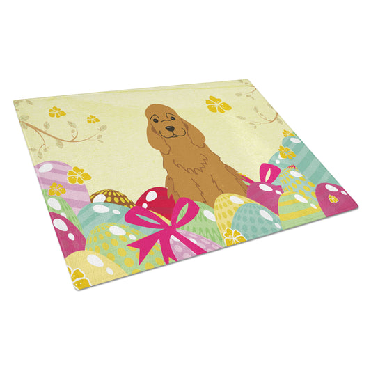 Carolines Treasures BB6095LCB Easter Eggs Cocker Spaniel Red Glass Cutting Board Large, 12H x 16W, multicolor