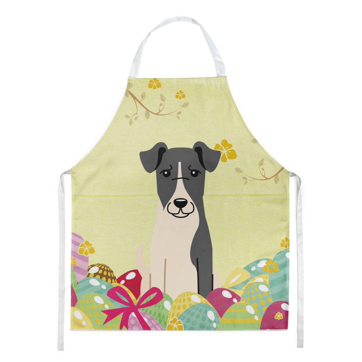 Carolines Treasures BB6098APRON Easter Eggs Smooth Fox Terrier Apron Large multicolor