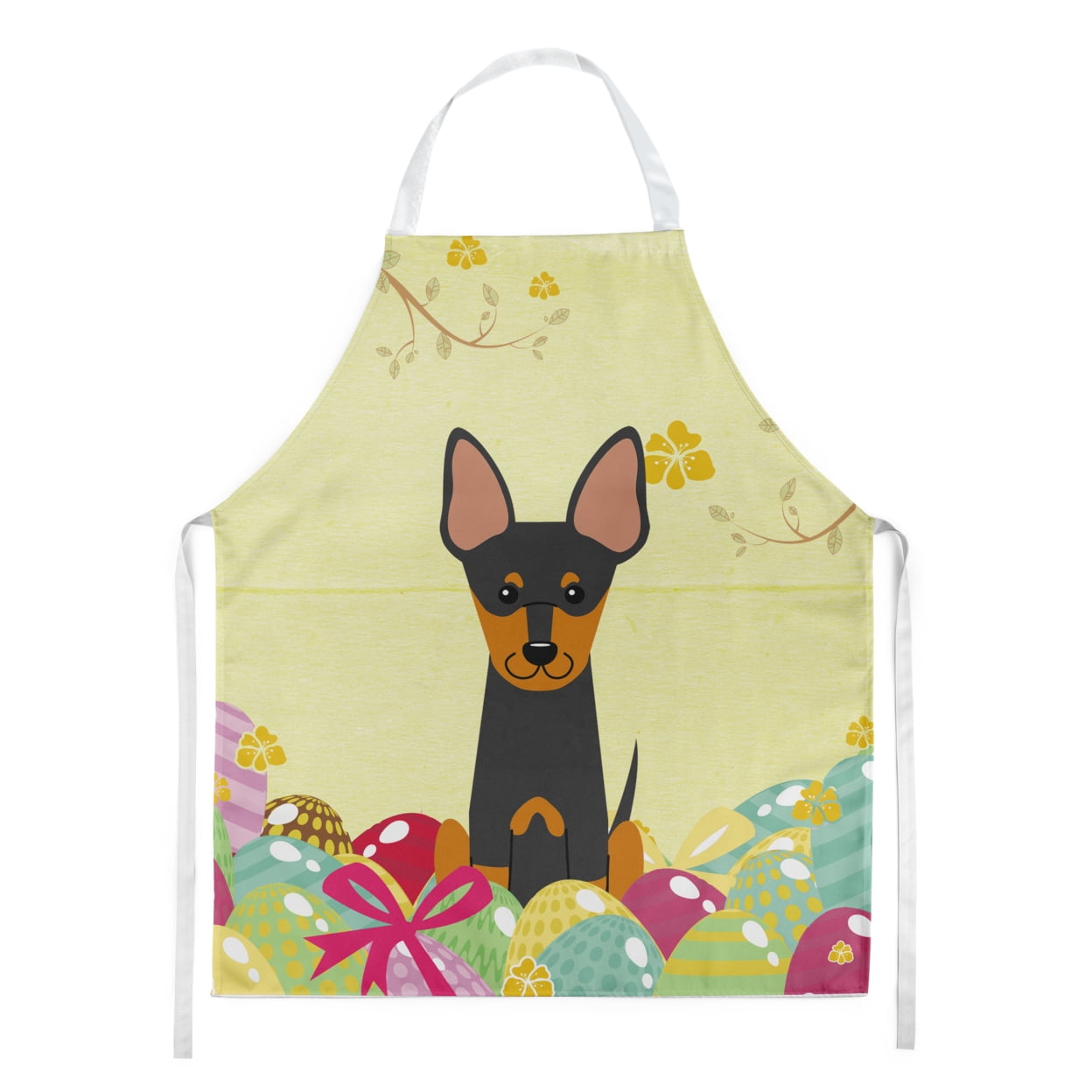 Carolines Treasures BB6109APRON Easter Eggs English Toy Terrier Apron Large multicolor