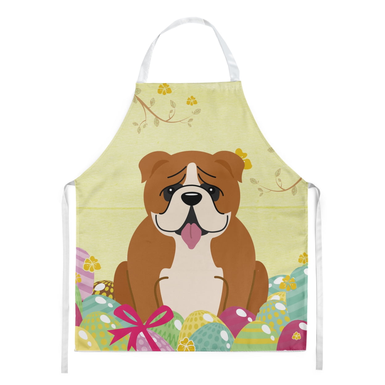 Carolines Treasures BB6120APRON Easter Eggs English Bulldog Red White Apron Large multicolor